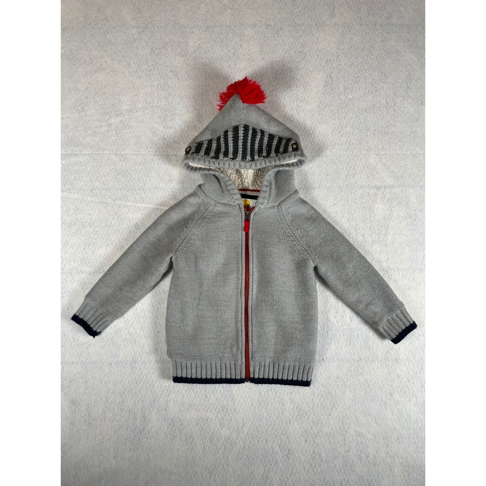 Mini Boden Grey Knight‎ Hooded Zipper Sweater Boys Girls 5Y 110cm